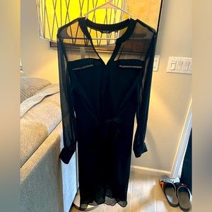 Simply Vera - Vera Wang Black Sheer Dress, button down with tie